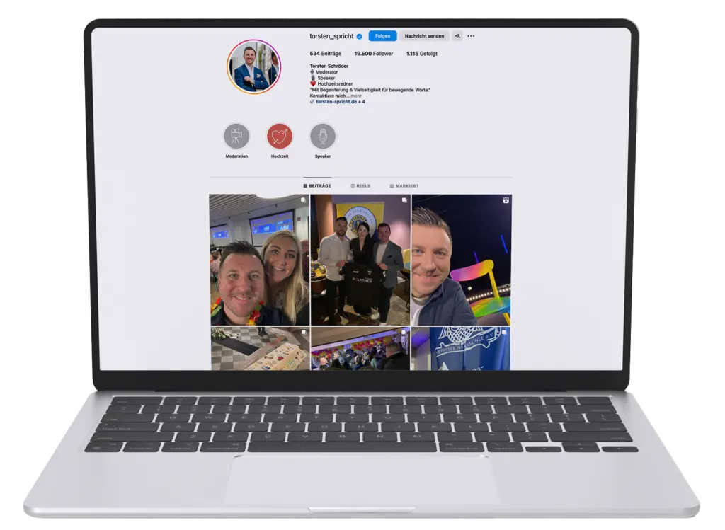 Das Instagram-Profil von Torsten Schröder geöffnet an einem Laptop